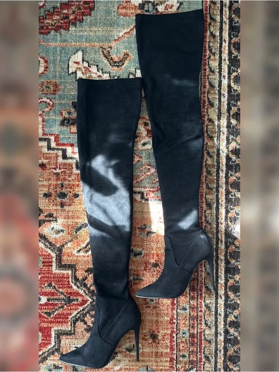 Steve Madden Dominique Women’s Black Over-the-Knee Stiletto Boots - Picture 3 of 6